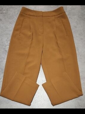 Wilfred High Waist Pleated Tapered Pants | Camel Brown Ankle Trouser | Size 0